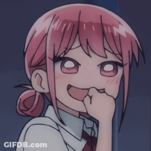 A Girl With Pink Hair Is Making A Funny Face With Her Hand On Her Mouth GIF
