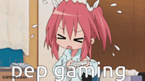 A Girl With Pink Hair Is Playing A Video Game And The Words Pep Gaming Are Visible GIF