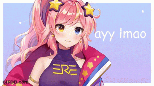 A Girl With Pink Hair Is Wearing A Shirt That Says Ere On It GIF