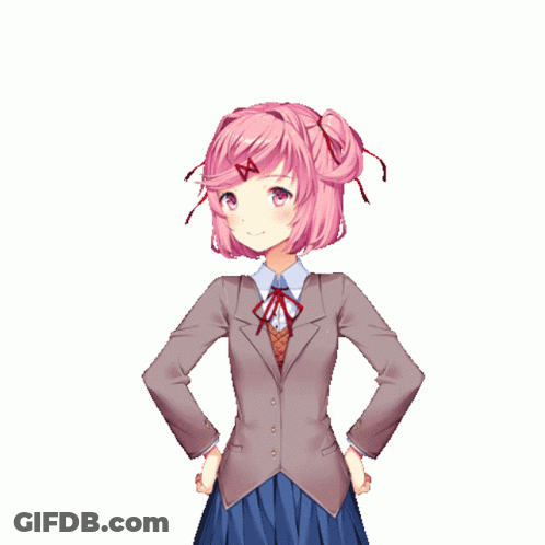 A Girl With Pink Hair Is Wearing A Suit And A Bow Tie GIF