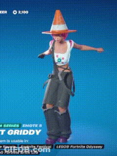 A Girl With Pink Hair Is Wearing A Witch Hat And Overalls In A Video Game . GIF