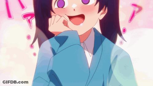 A Girl With Purple Eyes And A Blue Jacket Has A Surprised Look On Her Face GIF