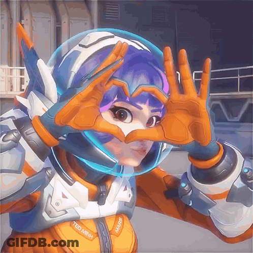 A Girl With Purple Hair And A Helmet That Says Ted Mah On It GIF