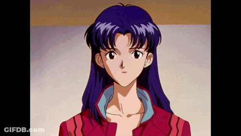 A Girl With Purple Hair And A Red Jacket GIF