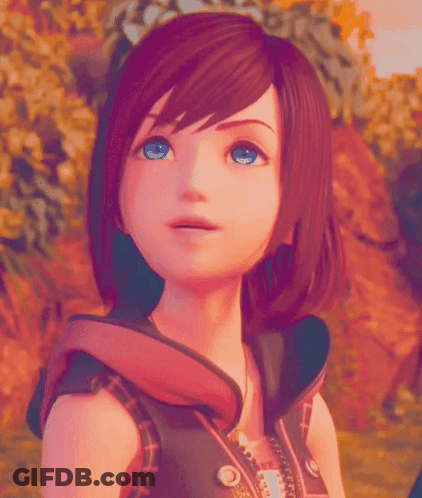 A Girl With Purple Hair And Blue Eyes Is Wearing A Plaid Vest GIF