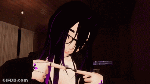 A Girl With Purple Hair Has A Tattoo On Her Chest That Says ' I Love You ' On It GIF