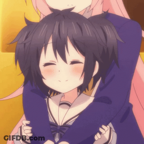 A Girl With Purple Hair Is Being Held By Another Girl With Pink Hair GIF