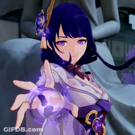 A Girl With Purple Hair Is Holding A Purple Object In Her Hand GIF