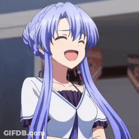 Girl With Purple Hair Smiling With Eyes Closed GIF