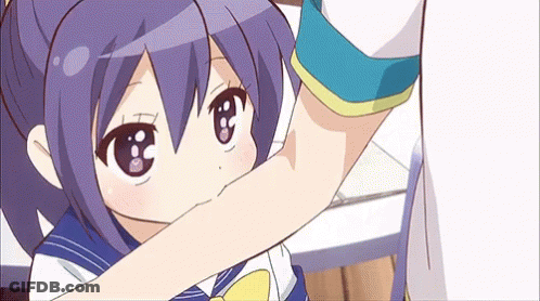 A Girl With Purple Hair Is Wearing A Sailor Uniform And A Yellow Bow Tie GIF