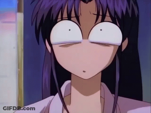 A Girl With Purple Hair Making A Funny Face GIF