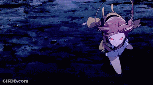 A Girl With Red Eyes And Pigtails Looks Angry GIF