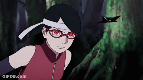A Girl With Red Eyes Is Wearing Glasses And A Bandana Around Her Head GIF