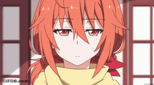A Girl With Red Hair And A Scarf Around Her Neck GIF