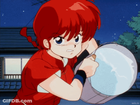 A Girl With Red Hair Holds A Bucket Of Water GIF