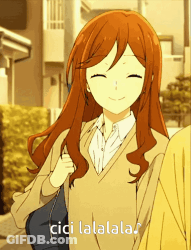 A Girl With Red Hair Is Smiling With The Words Cici Lalala GIF