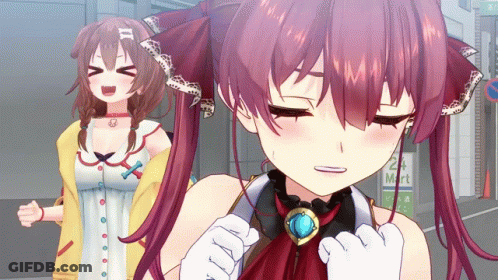 A Girl With Red Hair Is Standing Next To Another Girl In Front Of A Sign That Says 2 Mart GIF