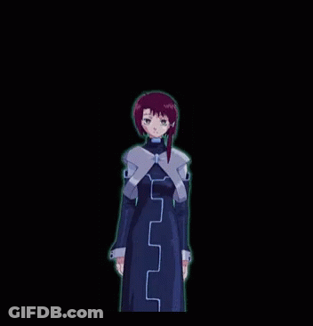 A Girl With Red Hair Is Wearing A Blue Coat GIF