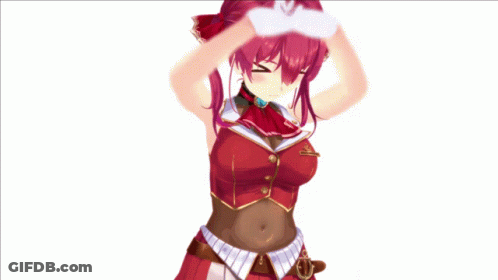 A Girl With Red Hair Is Wearing A Red Vest And Skirt GIF