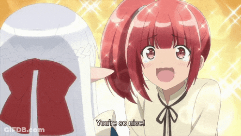 A Girl With Red Hair Says You 'Re So Nice In Front Of A White Object GIF