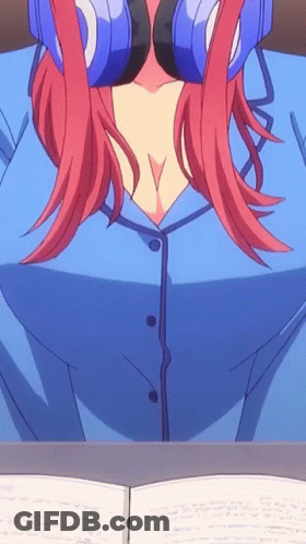 A Girl With Red Hair Wearing Headphones And A Blue Shirt GIF