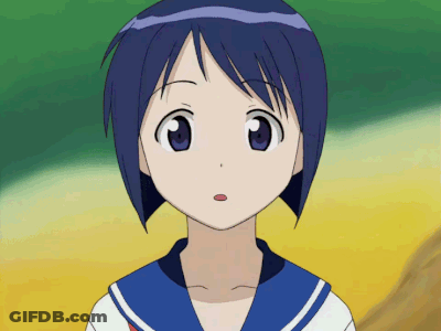 A Girl With Short Blue Hair Is Wearing A Sailor Uniform GIF