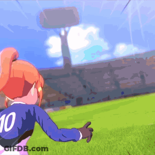 A Girl With The Number 10 On Her Back Is Running On A Soccer Field GIF