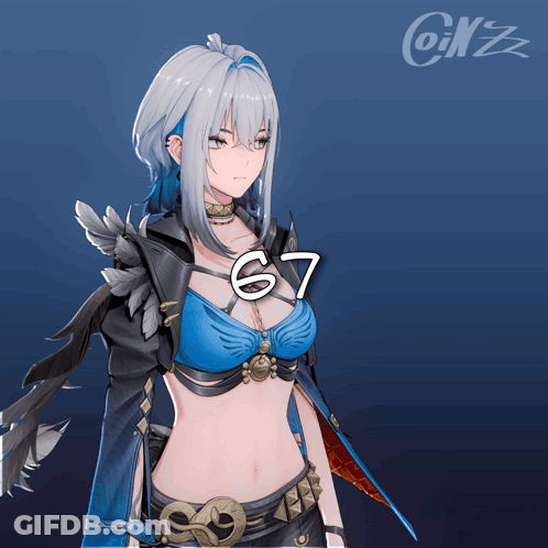 A Girl With The Number 67 On Her Torso GIF