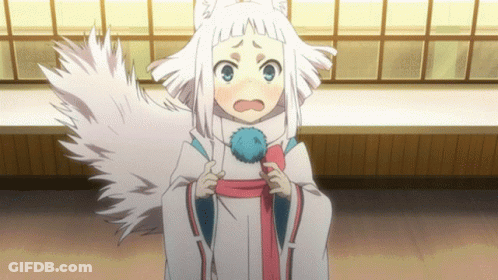 A Girl With White Hair And A Blue Tail Is Holding A Blue Ball GIF