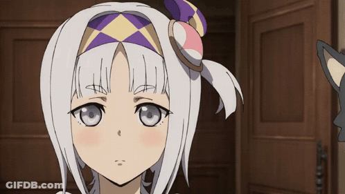 A Girl With White Hair And A Purple And Yellow Headband GIF