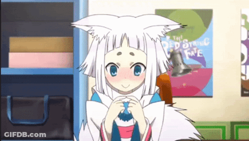 A Girl With White Hair And Blue Eyes Is Standing In Front Of A Poster That Says " The Dead Strike Free " GIF