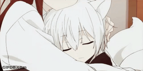 A Girl With White Hair And Cat Ears Is Hugging Another Girl With Red Hair . GIF