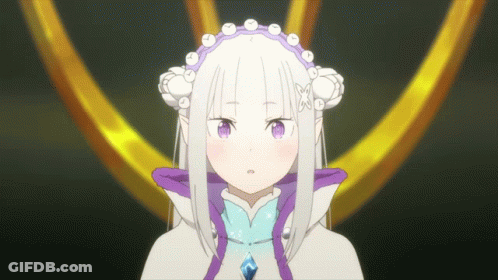 A Girl With White Hair And Purple Eyes Is Wearing A Necklace GIF