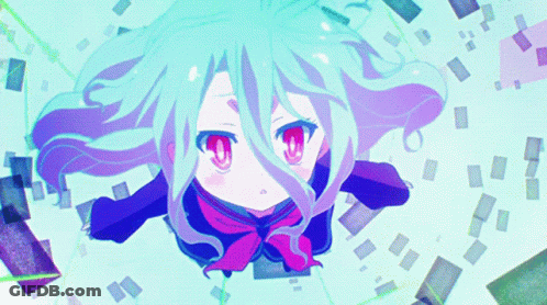 A Girl With White Hair And Red Eyes Is Looking Up GIF