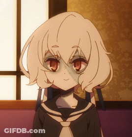 A Girl With White Hair And Red Eyes Is Wearing A School Uniform GIF