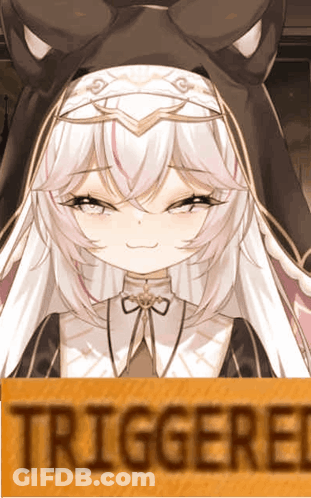 A Girl With White Hair Is Behind A Sign That Says " Triggered " GIF