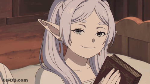 A Girl With White Hair Is Holding A Book GIF
