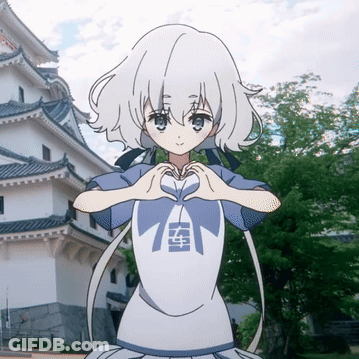 A Girl With White Hair Is Making A Heart With Her Hands GIF