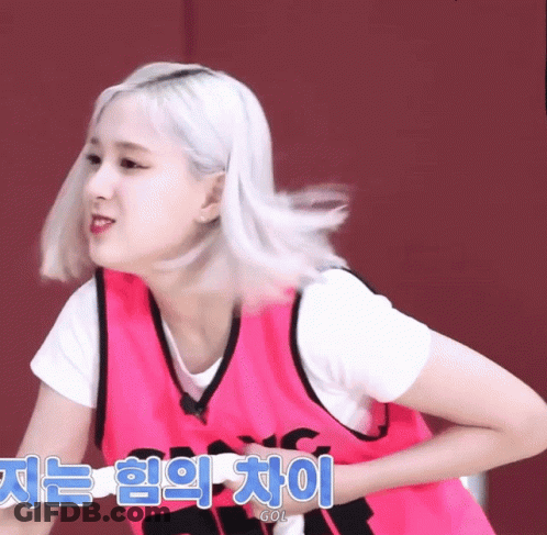 A Girl With White Hair Is Wearing A Pink Jersey That Says ' Sg ' On It GIF