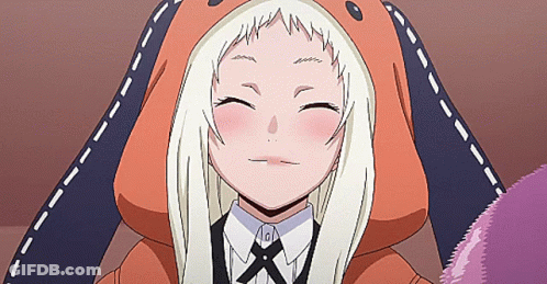A Girl With White Hair Is Wearing An Orange Hoodie With Ears GIF