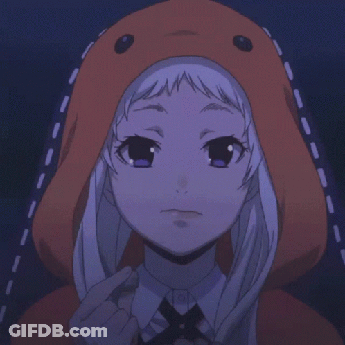 A Girl With White Hair Wearing An Orange Hoodie GIF
