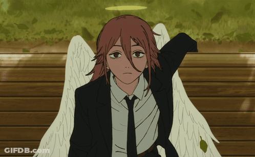 A Girl With Wings And A Halo On Her Head GIF