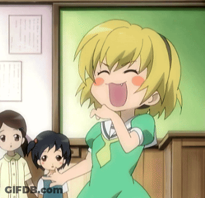 A Girl With Yellow Hair Is Making A Funny Face With Her Mouth Open GIF