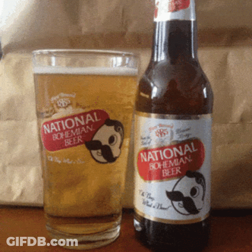 A Glass And Bottle Of National Bohemian Beer GIF