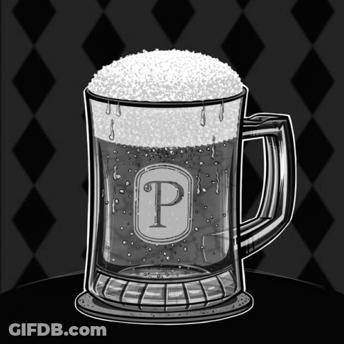 A Glass Mug With A Letter P On It GIF