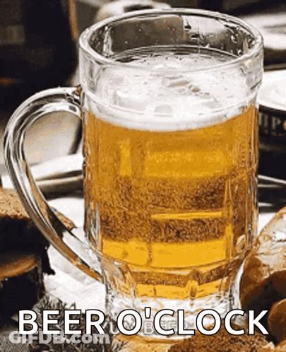 Glass Of Beer With Beer O Clock Text GIF