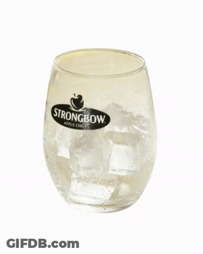 A Glass Of Strongbow Apple Cider With Ice And Bubbles GIF