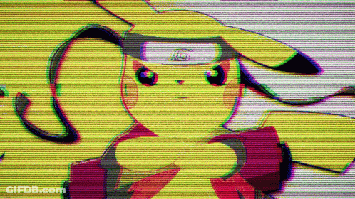 A Glitch Effect Of A Cartoon Character With A Naruto Headband On GIF