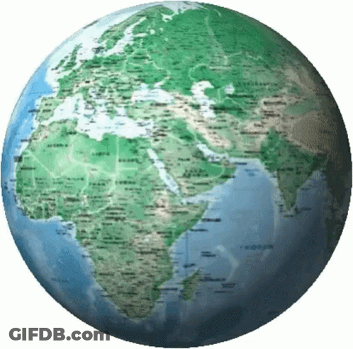 A Globe With A Map Of The World Showing The Middle East GIF