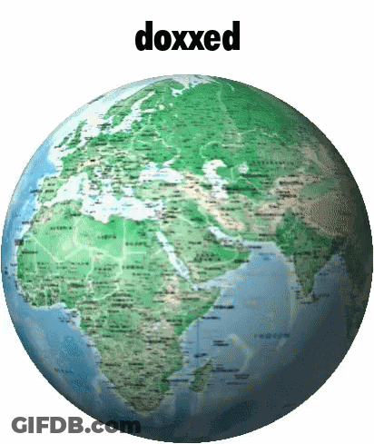 A Globe With The Word Doxxed Written Above It GIF